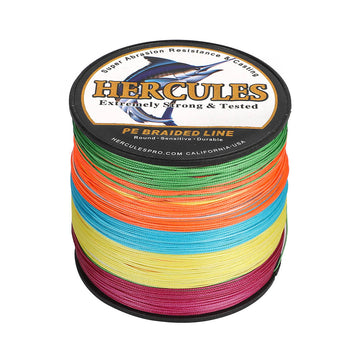 HERCULES 300M 328Yds Multicolor 10lb-420lb PE Braid Fishing Line 12 Strands HERCULES